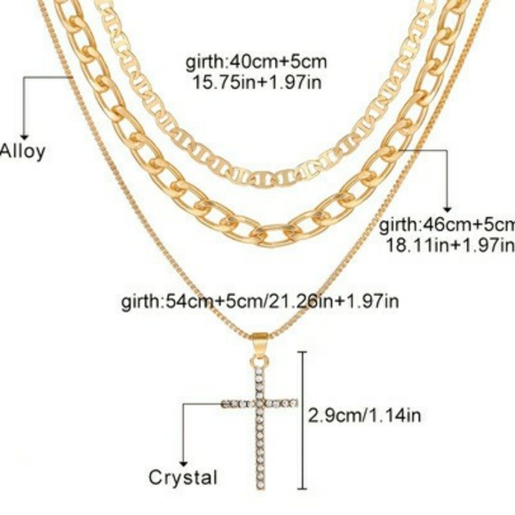 Stackable Chain Necklace Cross Shape Pendant - Picture 3 of 5